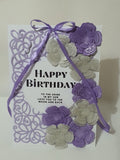 Handmade Purple Ribbon Greeting Card with Gift Box – CamieRoseUK