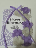 Handmade Purple Ribbon Greeting Card with Gift Box – CamieRoseUK
